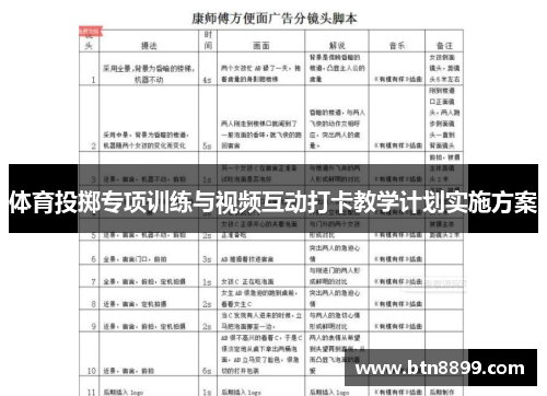 体育投掷专项训练与视频互动打卡教学计划实施方案